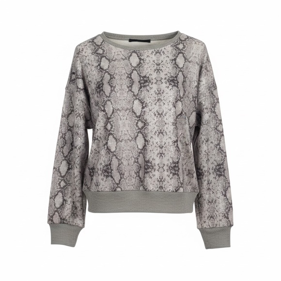 Thirty Four Seven Sweaters - Thirty Four Seven Wmns P/Med Snake Print Sequin Sweatshirt Sweater Edgy Moto‎